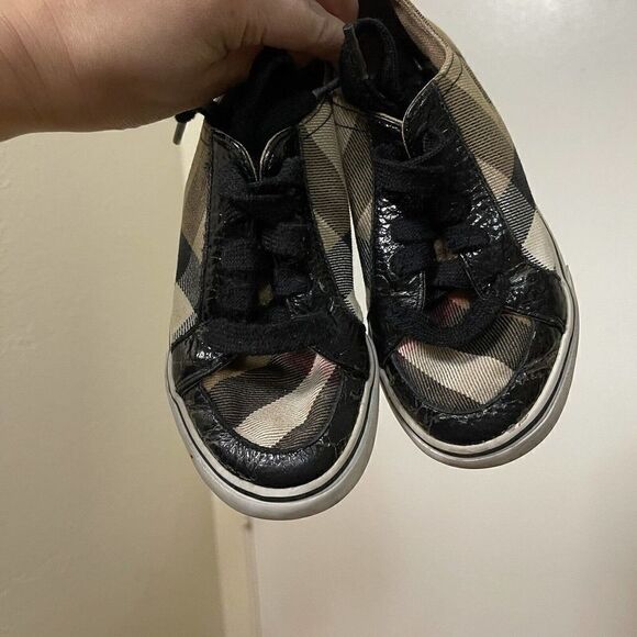 BURBERRY Kids canvas plaid brown lace up sneakers size US 11 EU 28 - Picture 3 of 9